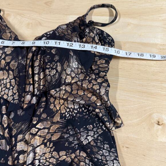 Magicsuit NWT Rita Tankini Top Gold Rush Size 12 Tiered Ruffle V-Neck Adjustable - Picture 9 of 11